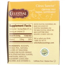 Celestial Seasonings, Травяной чай, цитрусовый рассвет, без кофеина, 20 чайных пакетиков, 1,7 унции (47 г)
