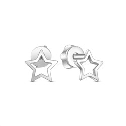 Серьги-пусеты из серебра родированные - Звёзды 925 пробы 12-1400