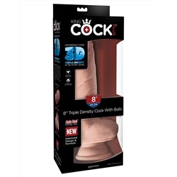 Телесный фаллоимитатор на присоске 8  Triple Density Fat Cock with Balls  - 24,1 см.