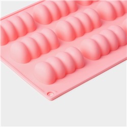 Форма для выпечки Доляна «Сладости. Бабл», силикон, 12 ячеек, 28×16×2 см, розовая