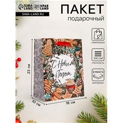 Пакет подарочный новогодний ламинированный «С Новым Годом!»,18×23×10 см