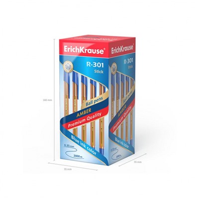 Ручка шариковая R-301"Янтарь "0.7 мм 31058 синяя  прозрачный оранжевый корпус  ErichKrause