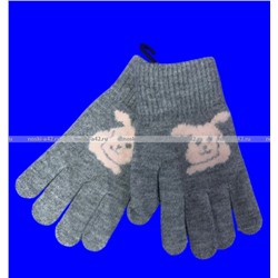 Перчатки детские, подростковые для девочек с начесом «Зайка» арт. 0834