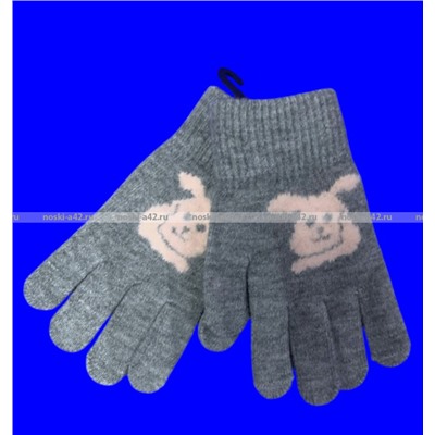 Перчатки детские, подростковые для девочек с начесом «Зайка» арт. 0834