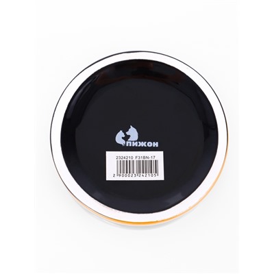 Миска керамическая «Черный кот» 300 мл - 12.5×12.5×4.5 см, черная/жёлтая