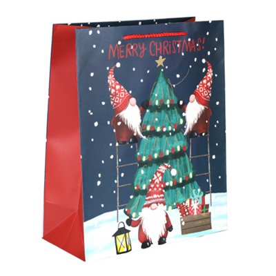 Пакет подарочный 26х32х12см Гномики / 5382L /уп 12/384/Новый год