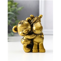 Фигурка «Мишка с лошадкой», 8.5×7×6 см, золото