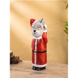 УЦЕНКА Сувенир интерьерный «Кот в новогоднем костюме», 15×13×40 см, дерево