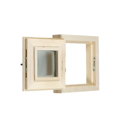 Деревянное окно для бани, 30×30 см, стеклопакет