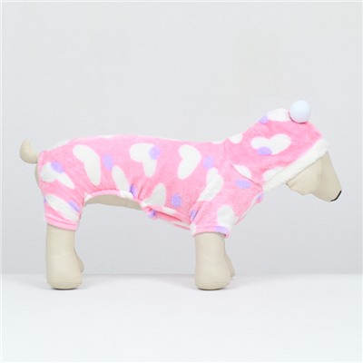 Комбинезон «Любовь», с капюшоном, размер L, ДС 35 см, ОГ 45 см, ОШ 35 см, розовый