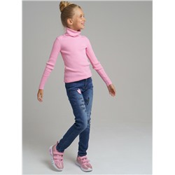 Брюки текстильные джинсовые утепленные флисом для девочек