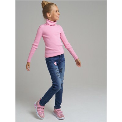 Брюки текстильные джинсовые утепленные флисом для девочек