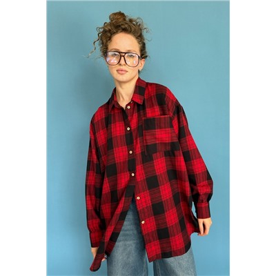 Рубашка женская  HUG077/08/Красный, черный