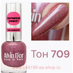 Alvin D`or Лак для ногтей  Holographic тон 709 пепельная роза 15 мл