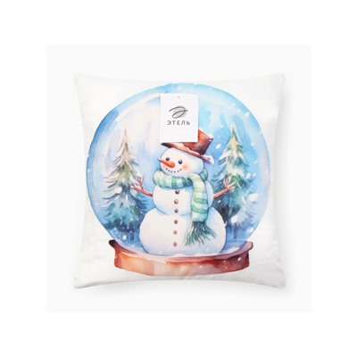Наволочка декоративная новогодняя «Этель. Снеговик» 40×40 см