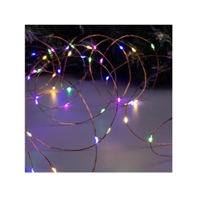 Гирлянда «Нить» 20 м роса, IP20, медная нить, 200 LED, свечение мульти, 12 В