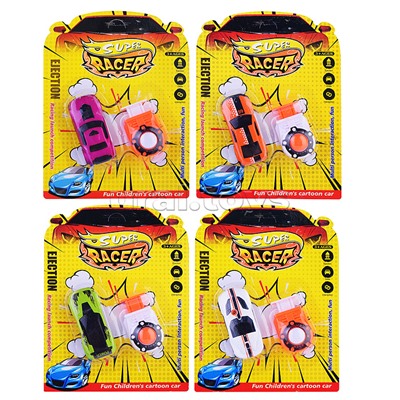 Машина "Супер Гонка" с запуск.устройством, на листе, микс 12 видов