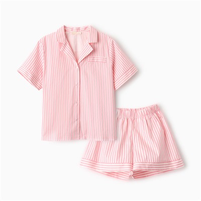 Пижама женская (рубашка, шорты) женская KAFTAN Beautiful, размер 40-42, розовая