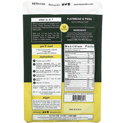 Keto and Co, Flatbread & Pizza, Keto Bread Mix, 6.7 oz (190 g)