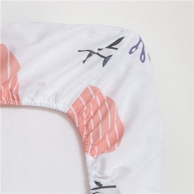 Простыня на резинке 1.5-спальная «Этель» Flower garden, 160×200+25 см, бязь