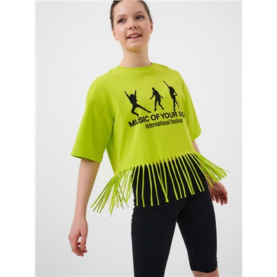 Комплект трикотажный для девочек: джемпер (футболка), брюки (легинсы укороченные)