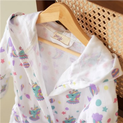 Халат детский муслиновый LoveLife «Единороги» (3 года, рост 98-104 см) 100% хлопок, 235 г/м²