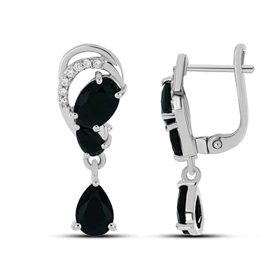 Серьги из серебра сапфир корунд, Эстет