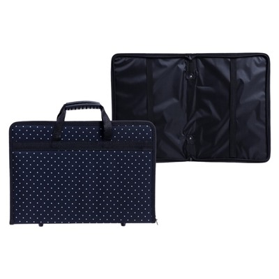 Папка с ручками текстильная, А4, 370×260 мм × 40 мм, каркасная, 2В4 «Вдохновение. Белый горох»