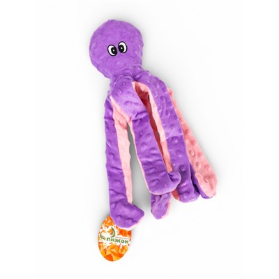 Мягкая игрушка для собак «Осьминог», 45 см, с пищалкой, шуршащая, фиолетовая