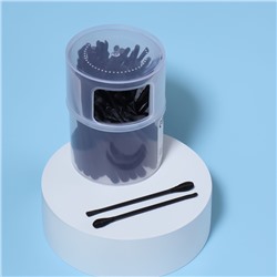 Ватные палочки, двусторонние, с ухочисткой, 100 шт., в пластиковом органайзере, чёрные