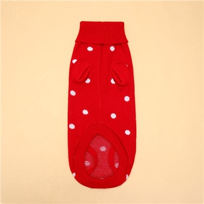 Свитер для животных «Горошек», размер 16 (ДС 35-39, ОГ 38-50, ОШ 24-28 см), красный