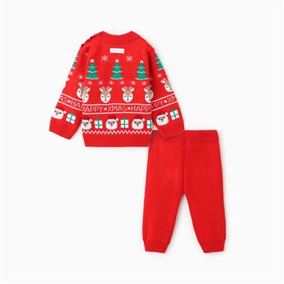 Костюм детский (джемпер, штаны) вязаный «Крошка Я» Xmas, рост 86-92 см