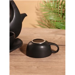 Набор для чаепития «Тёмный утюжок», чайник, 2 чайные пары, керамика