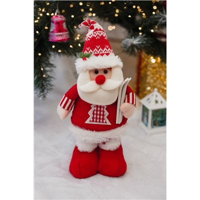 Игрушка новогодняя с выдвижными ногами Дед с лыжами красный