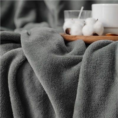 Плед «Этель», 150×200 см, корал-флис, серый