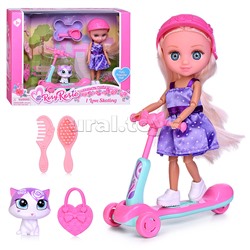 Кукла "Полина на самокате" с аксессуарами, в коробке