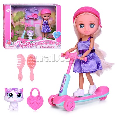 Кукла "Полина на самокате" с аксессуарами, в коробке