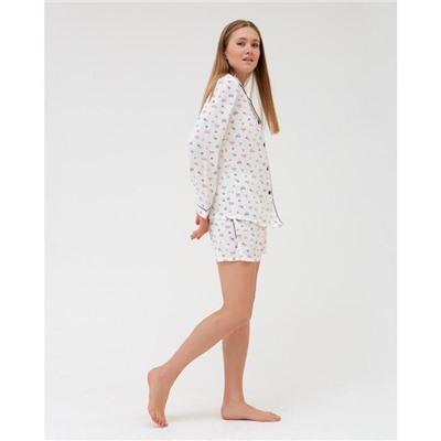 Пижама женская (рубашка, шорты) MINAKU: Light touch, размер 50, белая