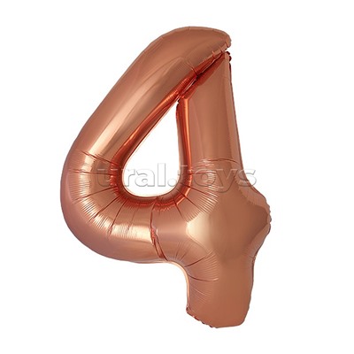 Шар (40''/102 см) Цифра, 4 Slim, Бронза, Металлик, 1 шт. в уп.