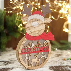 Светильник новогодний «Олень в шарфике и пожеланием» 16.5×30 см