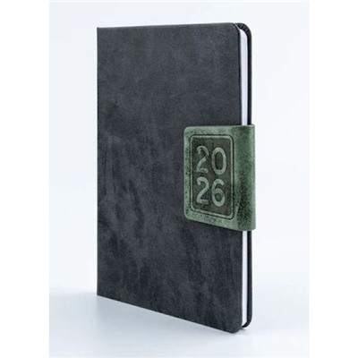 Еженедельник 2026 г. А5 128 стр. "СИЦИЛИЯ" черный+зеленый, магнитный клапан 310174 Alpha-Trend