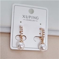 Серьги коллекция "Xuping" покрытие позолота, вставка: искусственный жемчуг и фианиты, арт.101.237