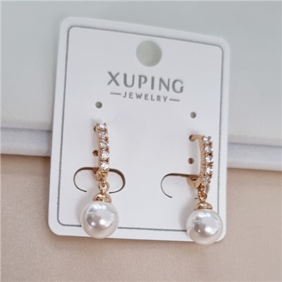 Серьги коллекция "Xuping" покрытие позолота, вставка: искусственный жемчуг и фианиты, арт.101.237