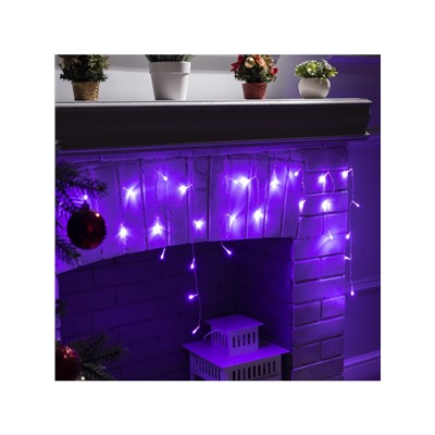 Гирлянда «Бахрома» 3×0.5 м, IP20, прозрачная нить, 80 LED, свечение фиолетовое, 8 режимов, 220 В