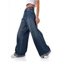 Женские джинсы широкие с подворотом CRACPOT