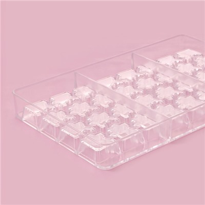 Форма для конфет и шоколада «Пазлы», 20×12×2.5 см, 32 ячейки 2×2×0.8 см, прозрачная