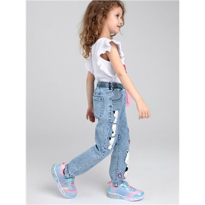 Брюки текстильные джинсовые для девочек