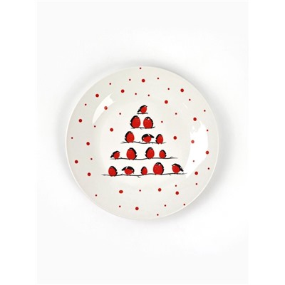 Тарелка плоская новогодняя «Снегири», d=20 см