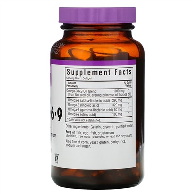 Bluebonnet Nutrition, растительные омега-3-6-9 кислоты, 90 мягких желатиновых капсул