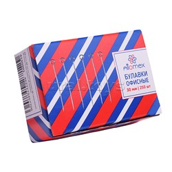 Булавки офисные "Attomex" 30 мм, 250 шт в картонной коробке